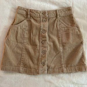 Beige Corduroy Mini Skirt